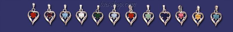 Sterling Silver 12 Birthstone Heart pendants CZ Package - Click Image to Close