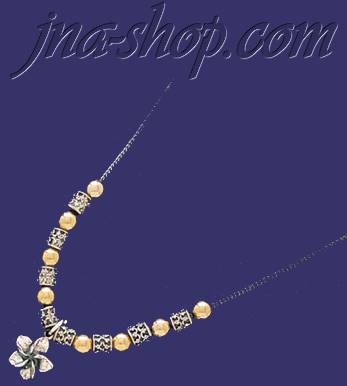 Sterling Silver 16" Two Tone Necklace 5mm - Click Image to Close