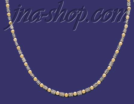 Sterling Silver 16" Two Tone Necklace 5mm - Click Image to Close