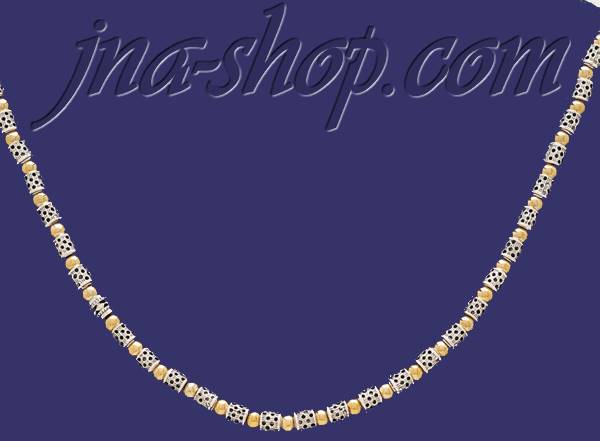 Sterling Silver 16" Two Tone Necklace 7mm - Click Image to Close