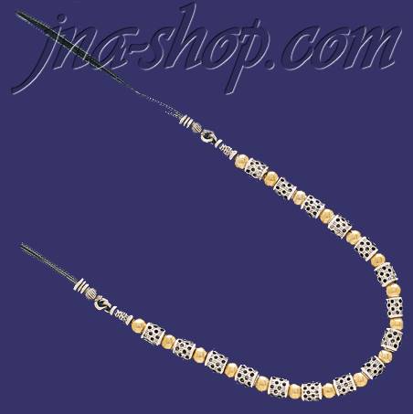 Sterling Silver 16" Two Tone Necklace 7mm - Click Image to Close