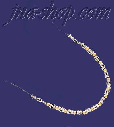 Sterling Silver 16" Two Tone Necklace 8mm - Click Image to Close
