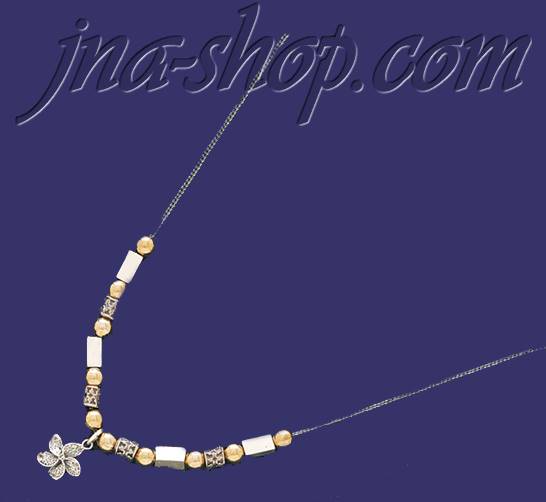 Sterling Silver 16" Two Tone Necklace 6mm - Click Image to Close