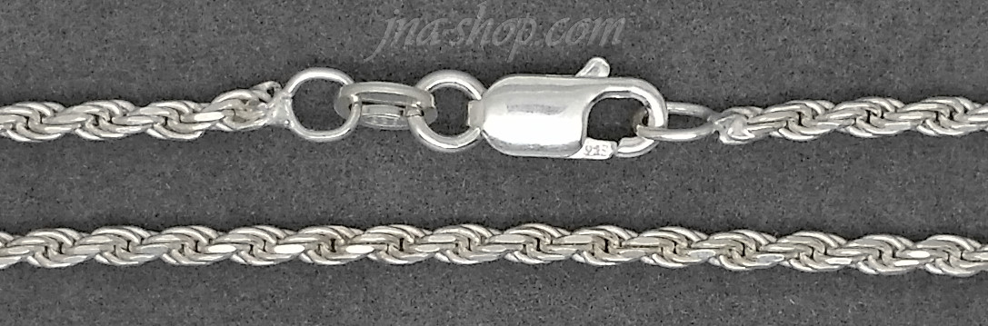 18" Sterling Silver Solid Diamond-cut Rope Chain 2mm - Click Image to Close