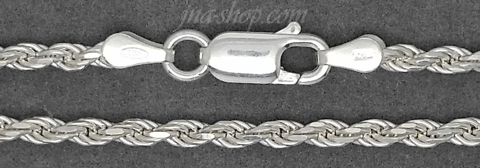 18" Sterling Silver Solid Diamond-cut Rope Chain 2.5mm - Click Image to Close