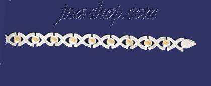 Sterling Silver 7" Stampato Two-Tone Bracelet 7mm - Click Image to Close