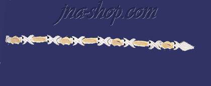 Sterling Silver 7" Stampato Two-Tone Bracelet 6mm - Click Image to Close