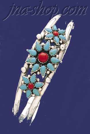 Sterling Silver Genuine American Indian Turquoise Bangle - Click Image to Close