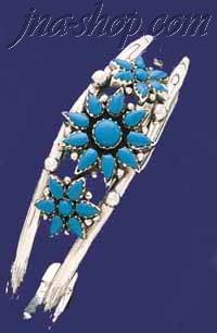 Sterling Silver Genuine American Indian Turquoise Bangle - Click Image to Close