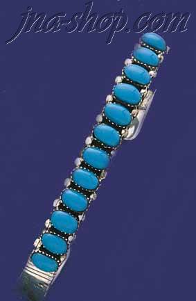 Sterling Silver Genuine American Indian Turquoise Bangle - Click Image to Close