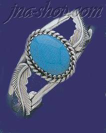 Sterling Silver Genuine American Indian Turquoise Bangle - Click Image to Close