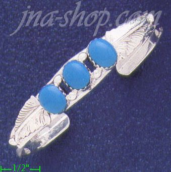 Sterling Silver Genuine American Indian Turquoise Bangle - Click Image to Close