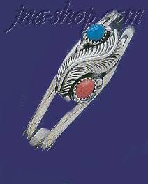 Sterling Silver Genuine American Indian Turquoise Bangle - Click Image to Close