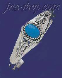 Sterling Silver Genuine American Indian Turquoise Bangle - Click Image to Close