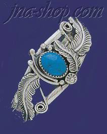 Sterling Silver Genuine American Indian Turquoise Bangle - Click Image to Close