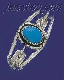 Sterling Silver Genuine American Indian Turquoise Bangle - Click Image to Close