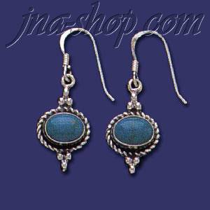 Sterling Silver Genuine American Indian Turquoise Earrings - Click Image to Close