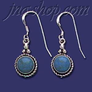 Sterling Silver Genuine American Indian Turquoise Earrings - Click Image to Close