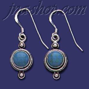 Sterling Silver Genuine American Indian Turquoise Earrings - Click Image to Close