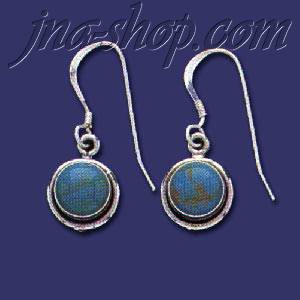 Sterling Silver Genuine American Indian Turquoise Earrings - Click Image to Close