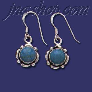 Sterling Silver Genuine American Indian Turquoise Earrings - Click Image to Close