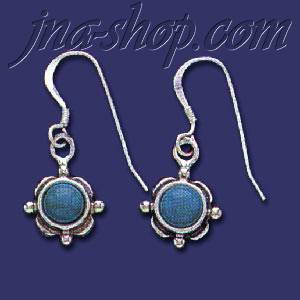 Sterling Silver Genuine American Indian Turquoise Earrings - Click Image to Close