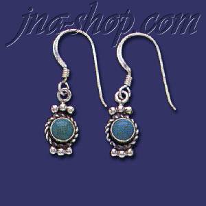 Sterling Silver Genuine American Indian Turquoise Earrings - Click Image to Close