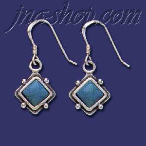 Sterling Silver Genuine American Indian Turquoise Earrings - Click Image to Close