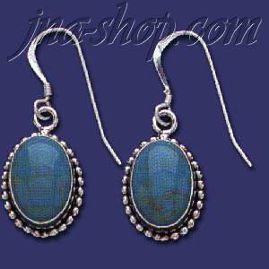 Sterling Silver Genuine American Indian Turquoise Earrings - Click Image to Close