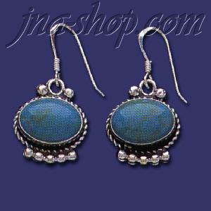 Sterling Silver Genuine American Indian Turquoise Earrings - Click Image to Close