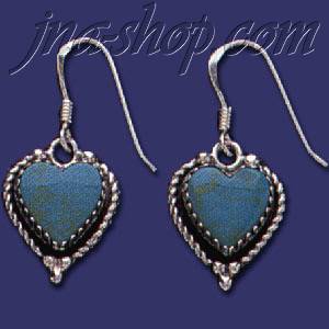 Sterling Silver Genuine American Indian Turquoise Earrings - Click Image to Close