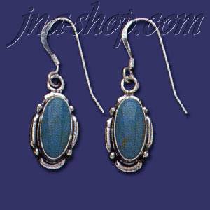 Sterling Silver Genuine American Indian Turquoise Earrings - Click Image to Close