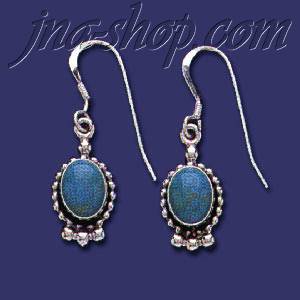 Sterling Silver Genuine American Indian Turquoise Earrings - Click Image to Close