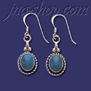 Sterling Silver Genuine American Indian Turquoise Earrings - Click Image to Close