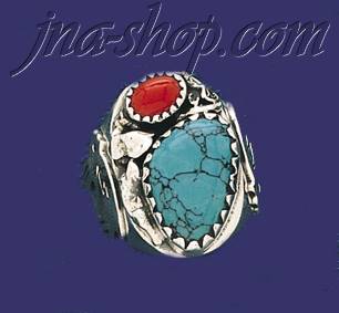 Sterling Silver Genuine American Indian Turquoise Ring - Click Image to Close