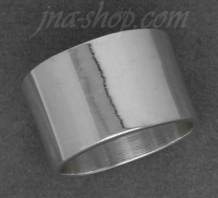 Sterling Silver Flat Wedding Band Ring 14mm sz 11 - Click Image to Close