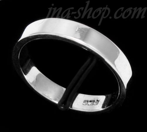 Sterling Silver 3.5mm Flat Wedding Band Ring sz 7.5 - Click Image to Close