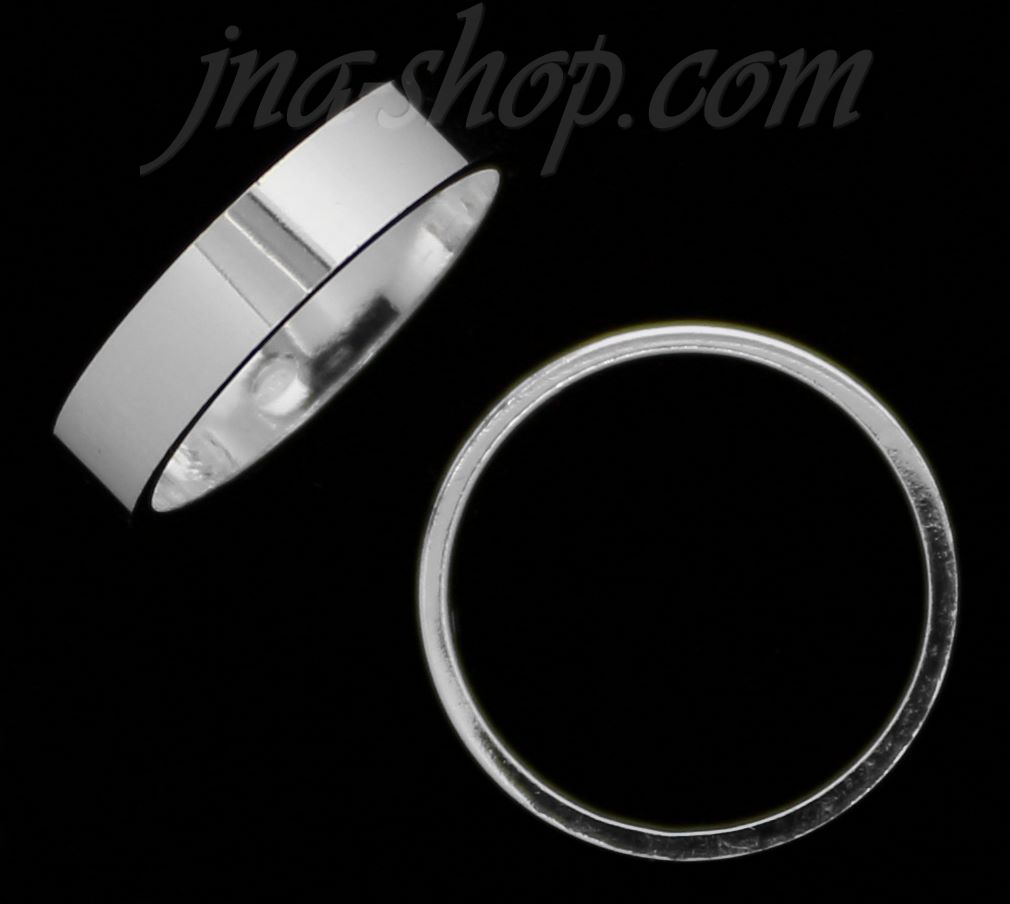 Sterling Silver 4mm Flat Wedding Band Ring sz 7 - Click Image to Close