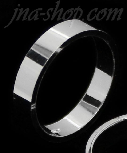 Sterling Silver 4mm Flat Wedding Band Ring sz 7 - Click Image to Close