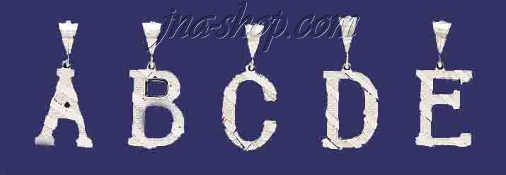 Sterling Silver Dia-cut Stripes Initial Letter I Charm Pendant - Click Image to Close