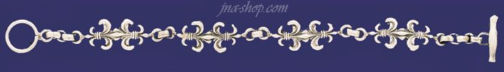 Sterling Silver 8" Fleur-de-lis Handmade Bracelet 15mm - Click Image to Close