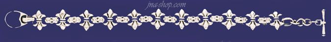 Sterling Silver 9" Fleur-de-lis Handmade Bracelet 15mm - Click Image to Close