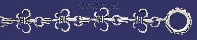 Sterling Silver 8" Fleur-de-lis Handmade Bracelet 14mm - Click Image to Close