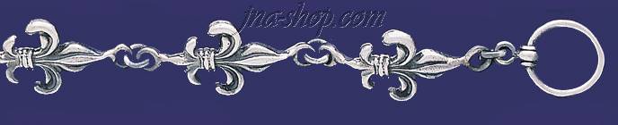 Sterling Silver 8" Fleur-de-lis Handmade Bracelet 14mm - Click Image to Close