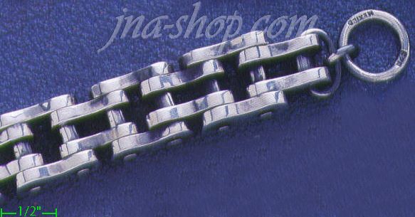 Sterling Silver 8" Bike Bicycle Chain Handmade Bracelet 18mm - Click Image to Close