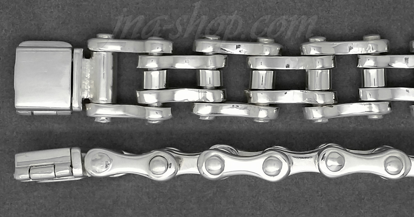 Sterling Silver 8.5" Bike Bicycle Chain Handmade Bracelet 15mm - Click Image to Close