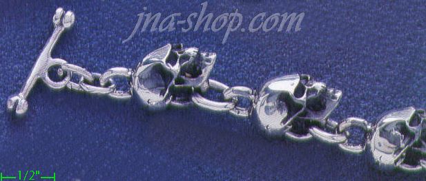 Sterling Silver 9" Skulls Handmade Bracelet 18mm - Click Image to Close