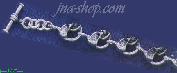 Sterling Silver 8" Skulls Handmade Bracelet 11mm - Click Image to Close