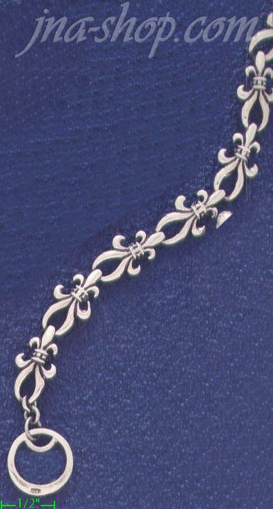 Sterling Silver 8" Fleur-de-lis Bracelet 11mm - Click Image to Close