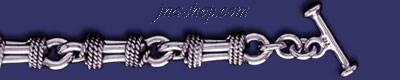 Sterling Silver 8" Bar w/Rope Handmade Bracelet 10mm - Click Image to Close